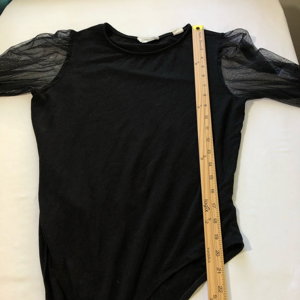 Marcella Bellerose Mixed Media Mesh Sleeve Black Bodysuit womens XL - Picture 9 of 13